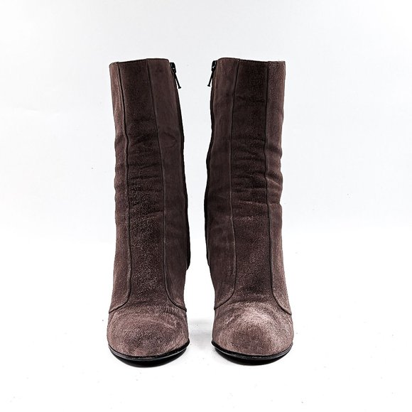 Enrico Antinori Women Smooth Grey Suede Dressy Mid Calf Round Boots Sz 7US EUR37 - Picture 2 of 12